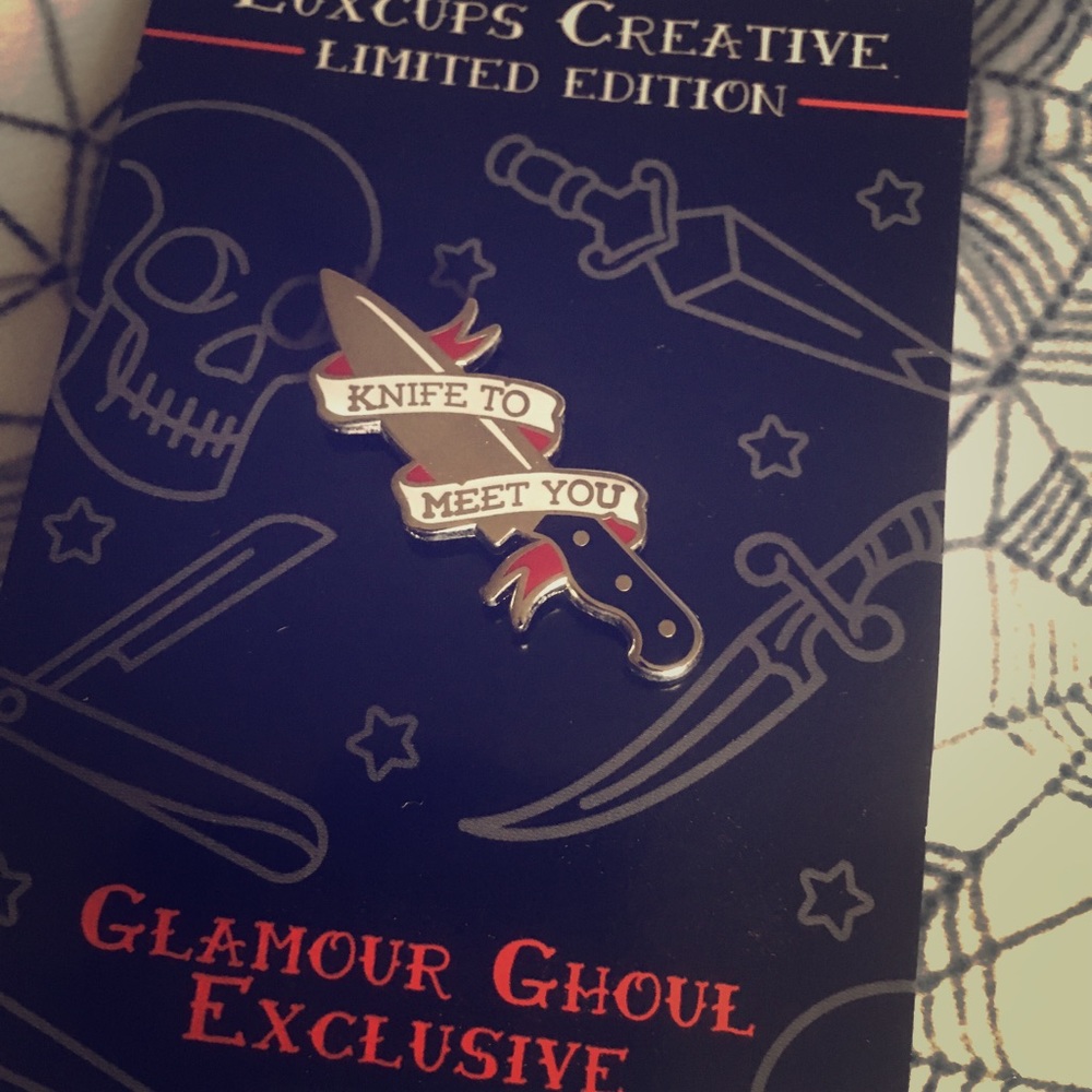 LuxCups Creative Limited Knife To Meet You Pin